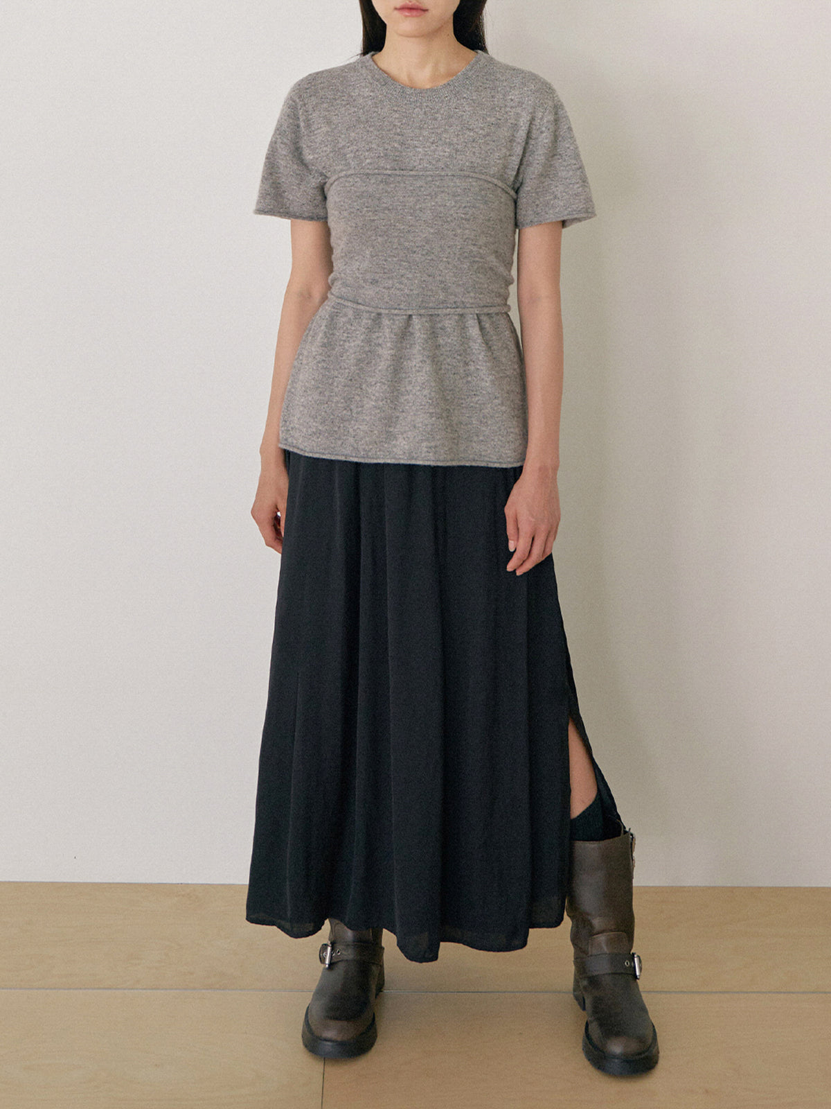 Cutoff Short Sleeve Pullover - Gray 12