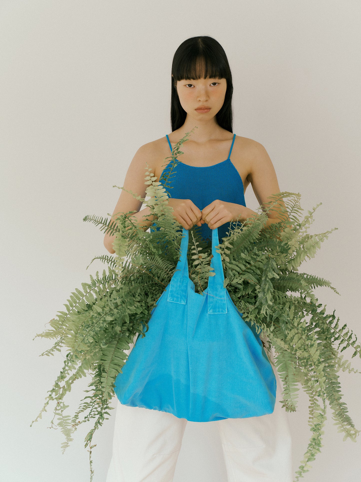 Pigment Lettering Shoulder Bag - Blue