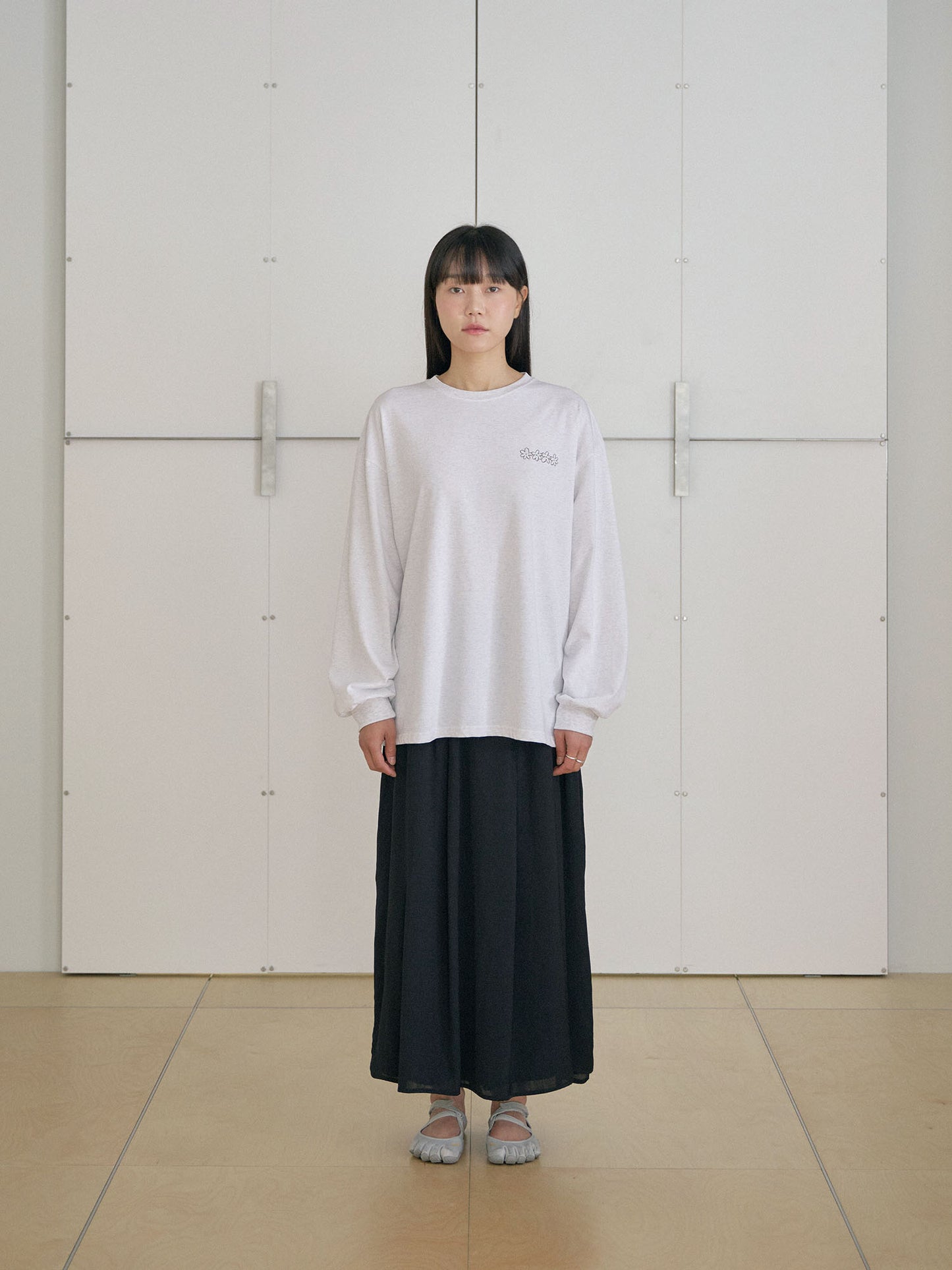 Flower Printing Long Sleeve - Light Gray