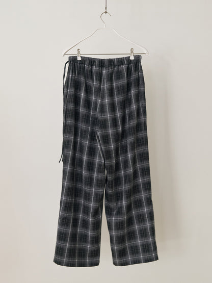 Side String Check Pants - Black 9