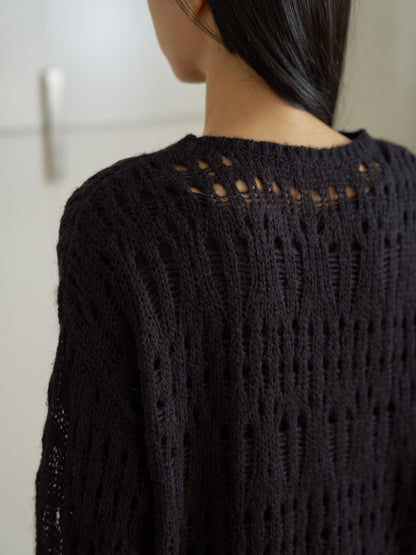 Mohair Punching Pullover - Black