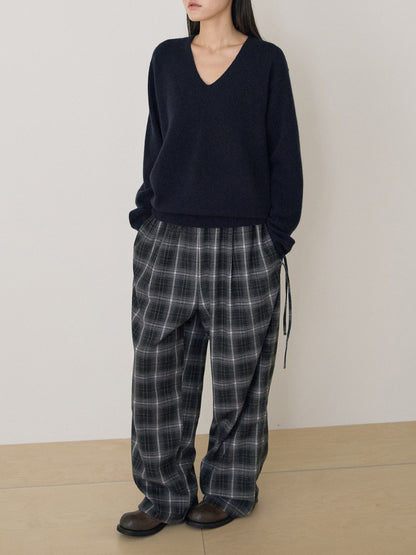 Side String Check Pants - Black 10