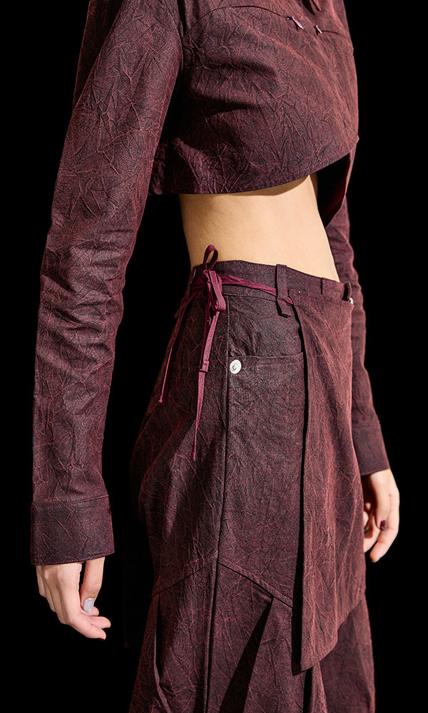 【Reculer レキュリー】Wrinkle Skirt pants Burgundy