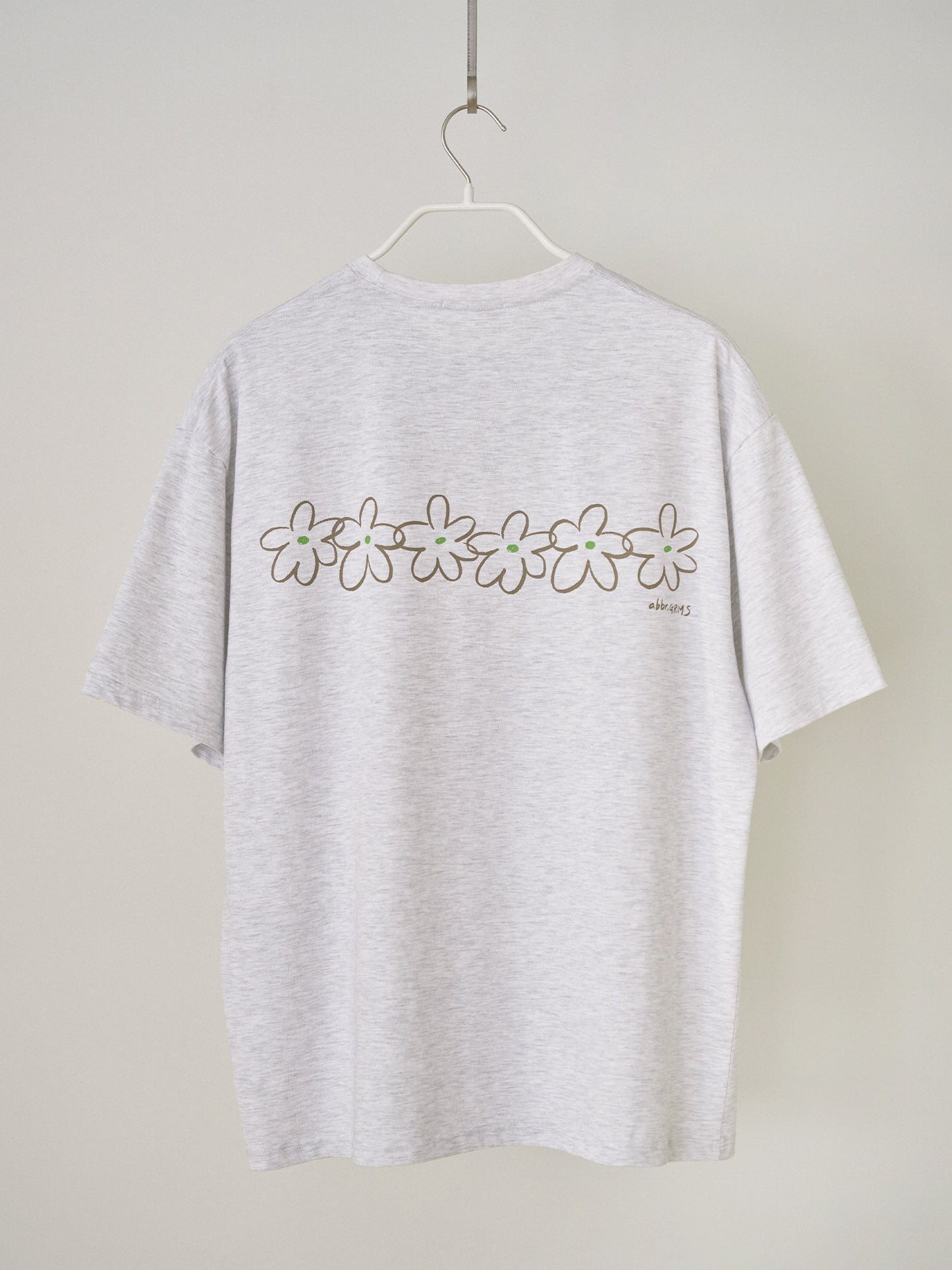 Flower Printing Short Sleeve - Light Gray