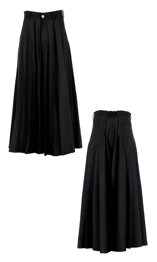 [Reculer] Wide pleated pants Black
