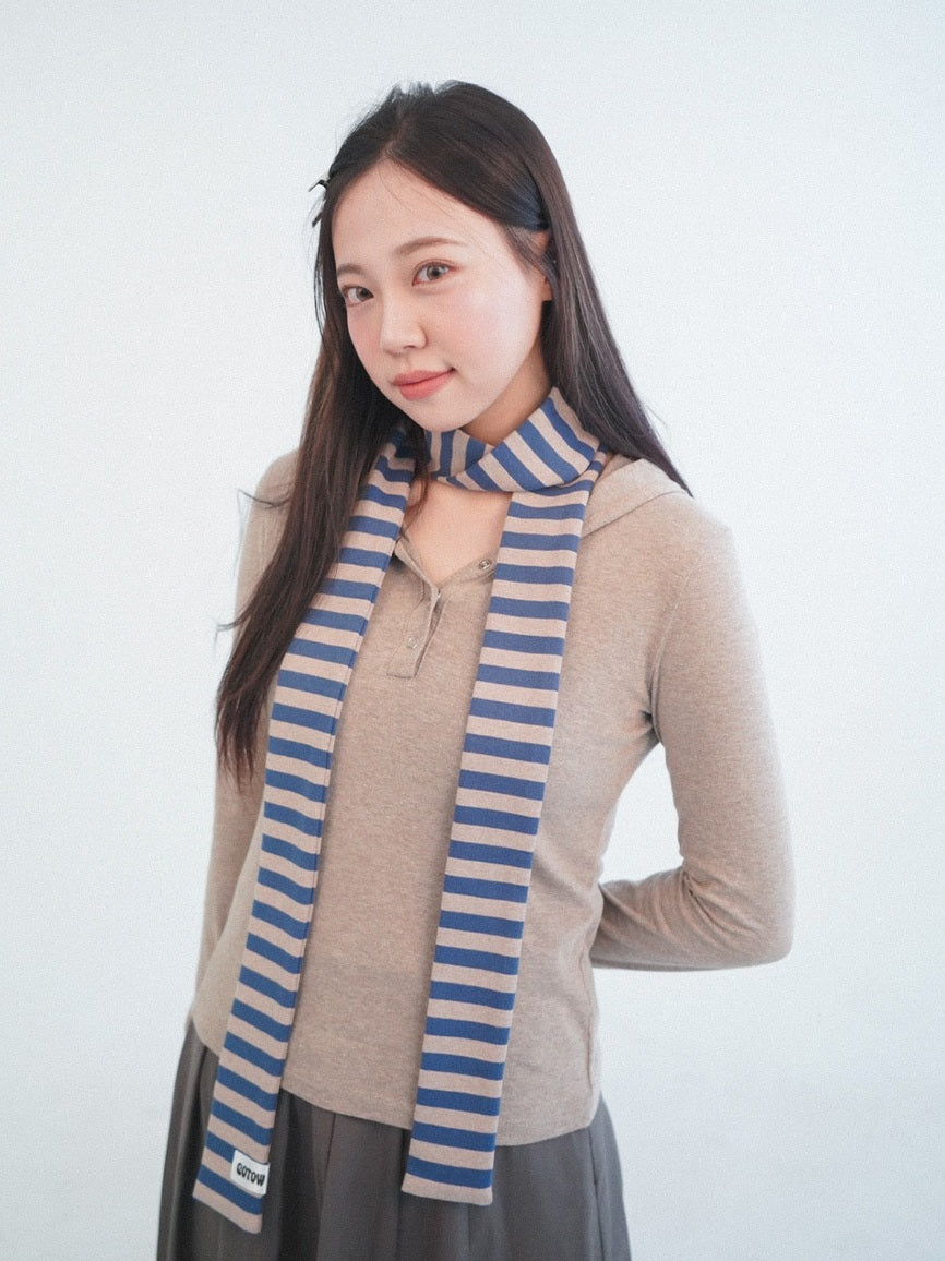Striped muffler -BEIGE 