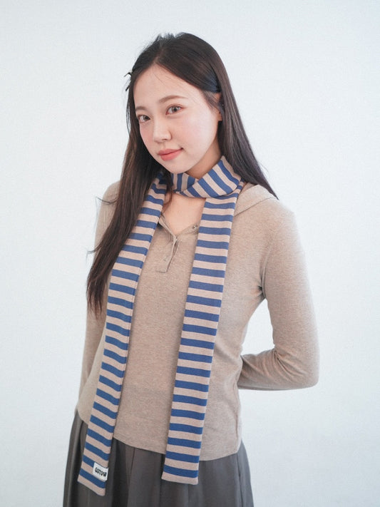 Striped muffler -BEIGE 
