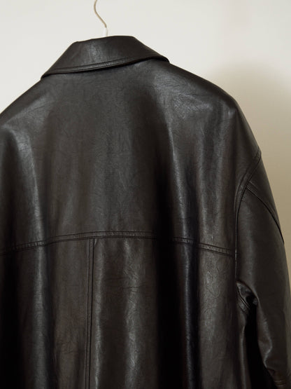 Standard Leather Half Coat - Black