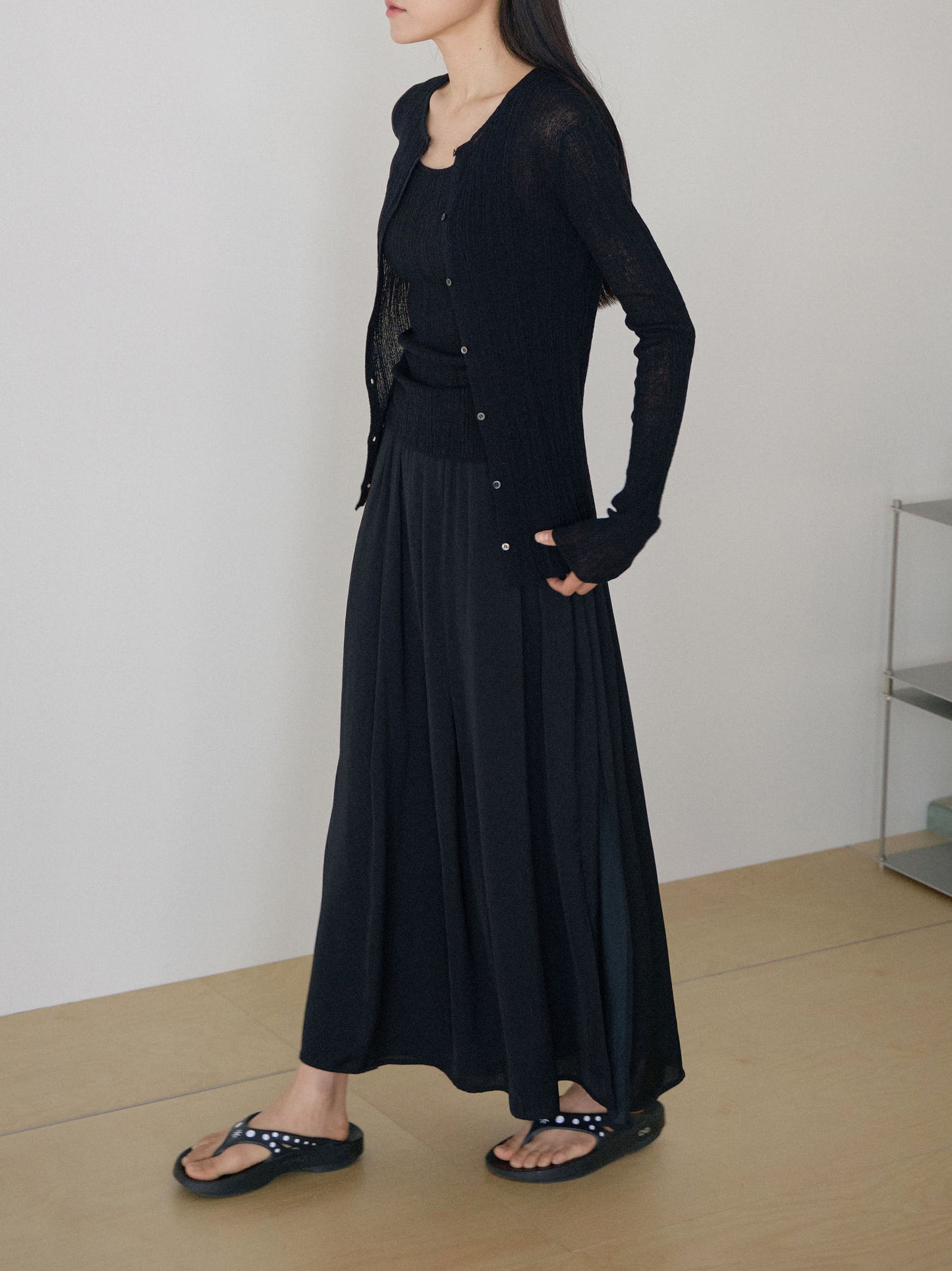 Multi Rib Cardigan - Black