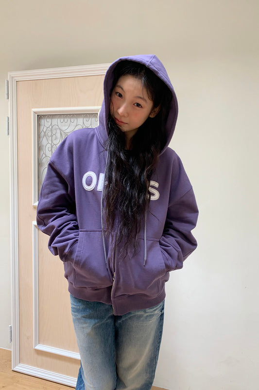 [9/22予約配送] LOGO PATCH HOODED ZIP-UP, PURPLE