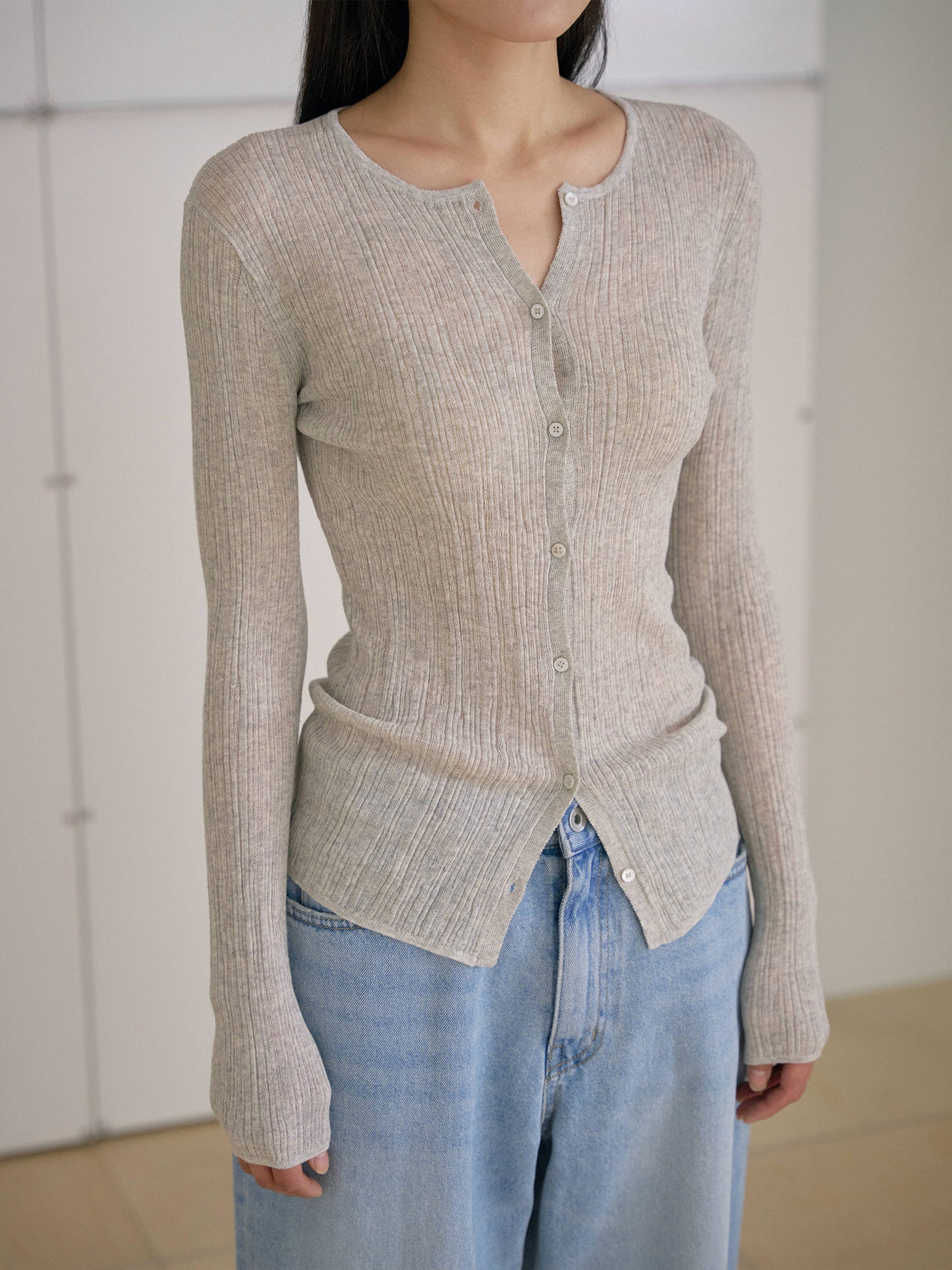 Multi Rib Cardigan - Gray