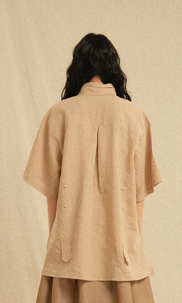 Bijo Point Short-Sleeved Shirts Beige (Ver. Tie)