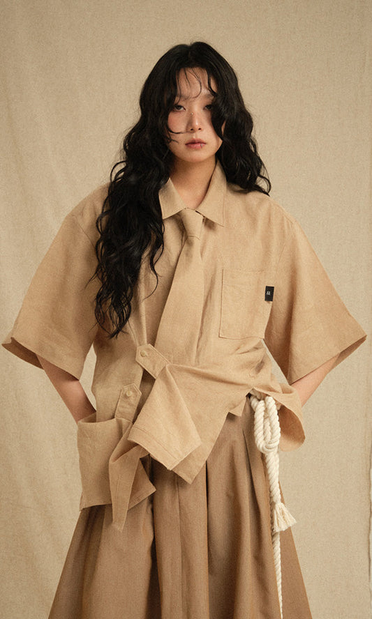 Bijo Point Short-Sleeved Shirt Beige (Ver. Tie)