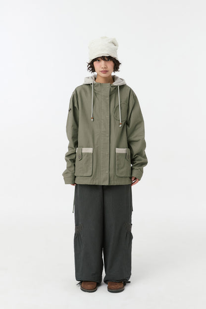 ROUND POCKET FISHTAIL JACKET, KHAKI