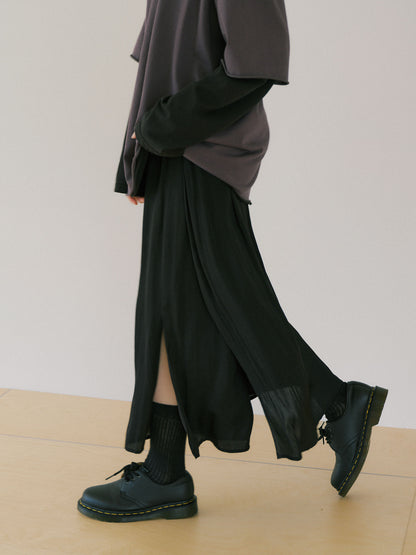 Layered Wrap Pants - Black 4