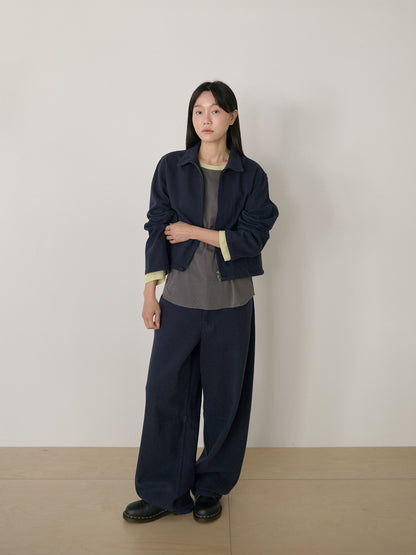 MARAN Cotton Twill Crop Jacket - Navy 商品画像14/21