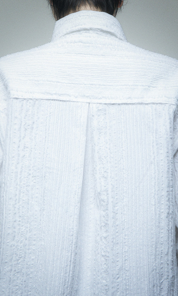 Reculer Cut-off cotton linen shirt(ホワイト) 商品画像4/6