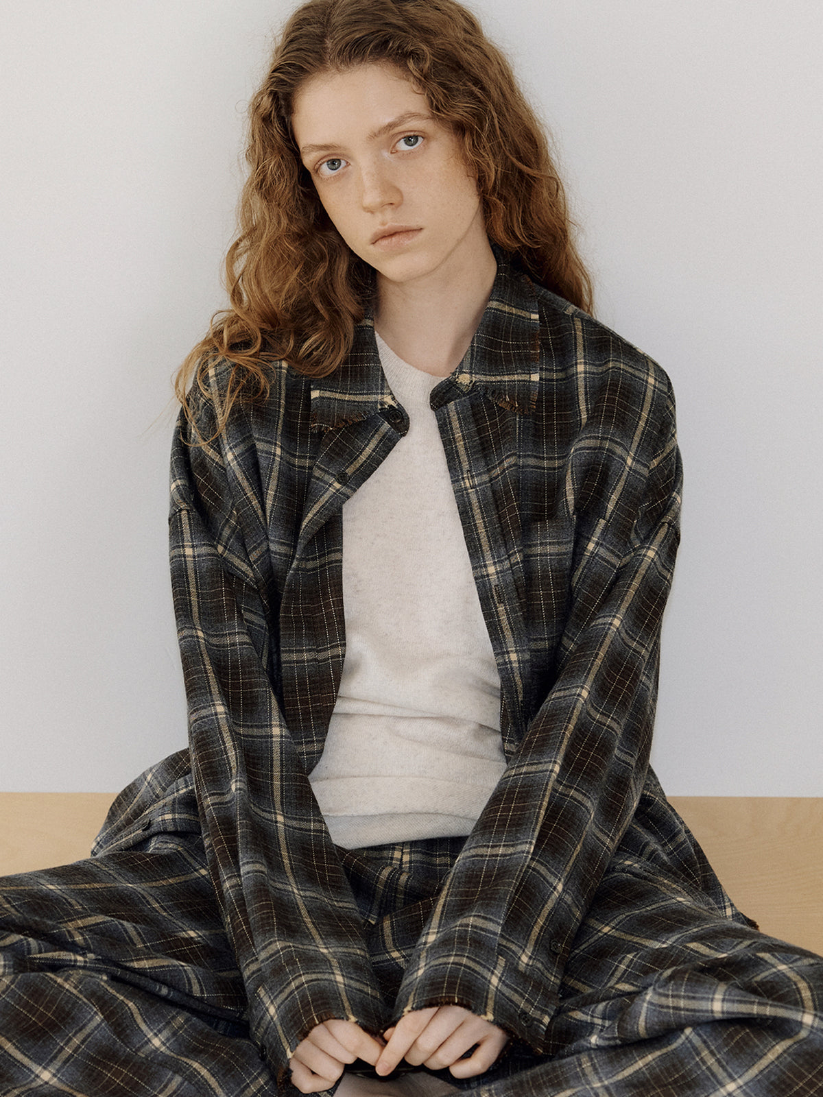 Fringe Check Shirt - Khaki 2