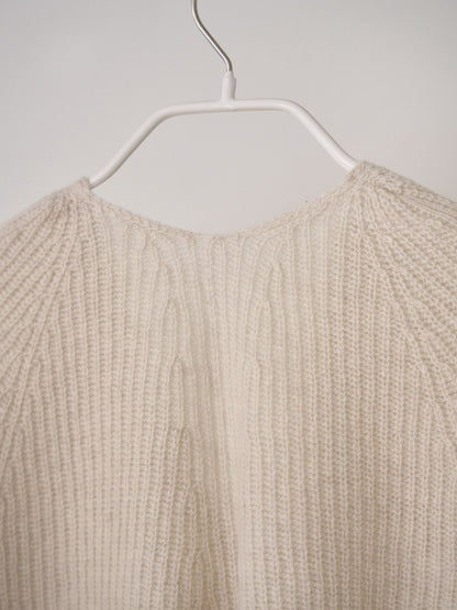 Wool V-neck Raglan Pullover - Oatmeal 8