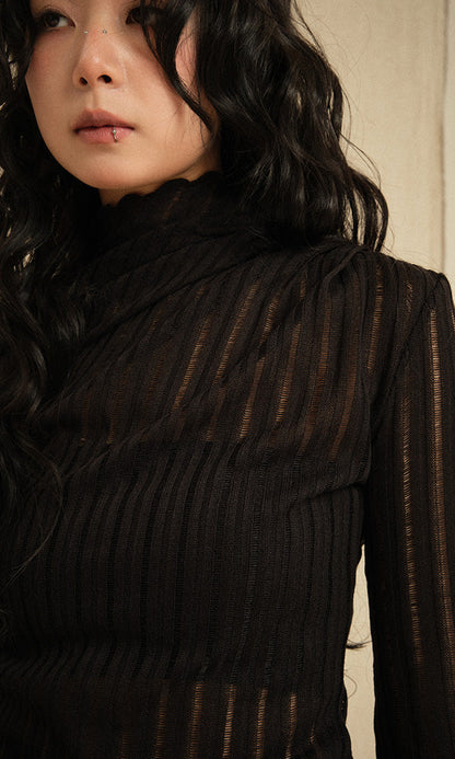 See-through Turtleneck T-shirts Black (SS Ver.)