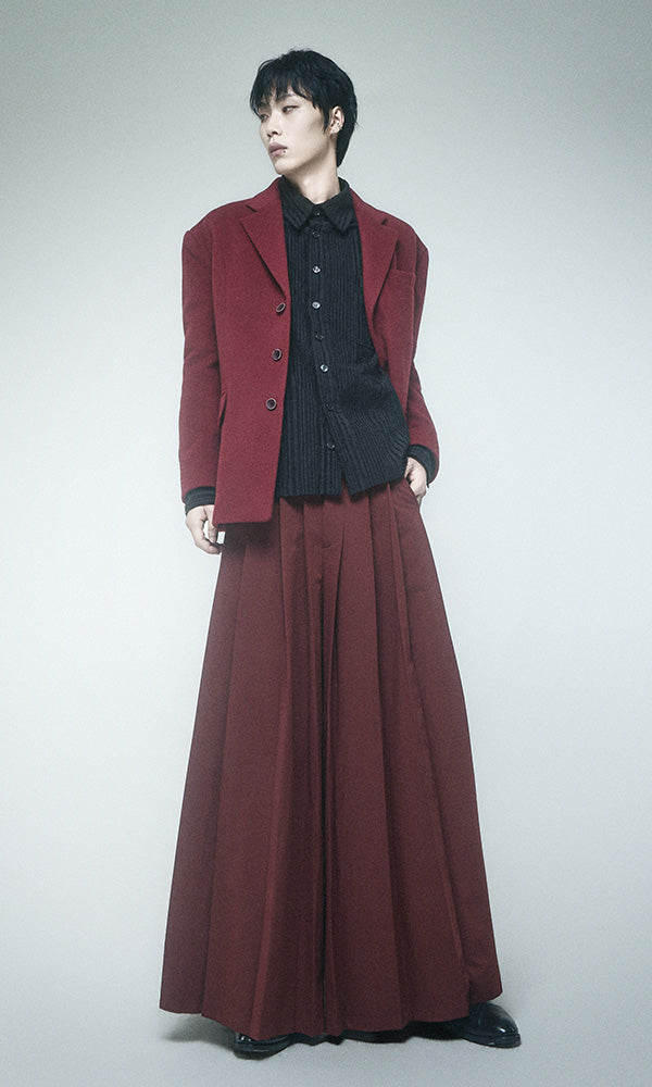 Reculer Back button single jacket(バーガンディ) 商品画像3/5