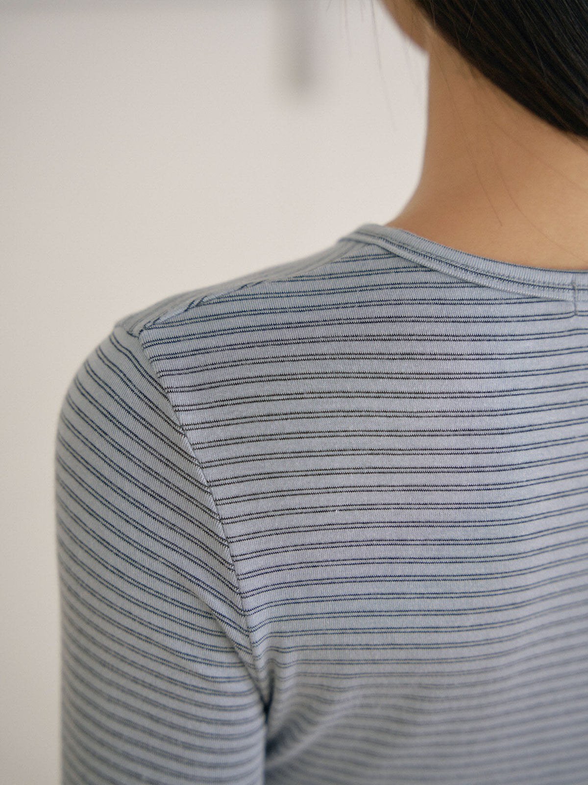 Rib Stripe Long Sleeve - Blue 9
