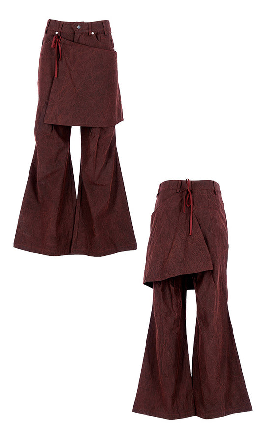 【Reculer レキュリー】Wrinkle Skirt pants Burgundy