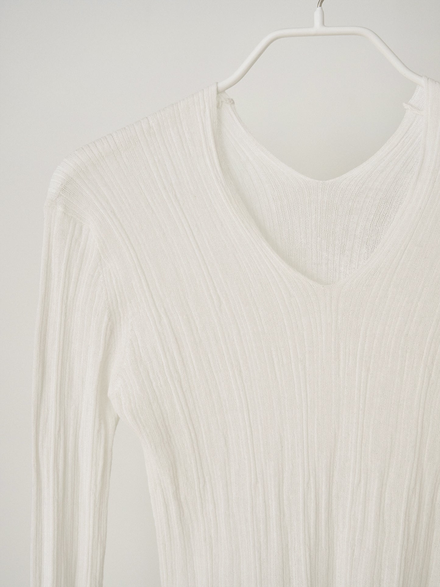 Multi Rib V-neck Pullover - Ivory