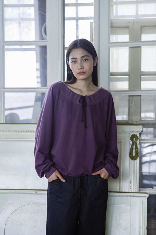 [9/18予約配送] STRING OFF SHOULDER SWEATSHIRT, PURPLE