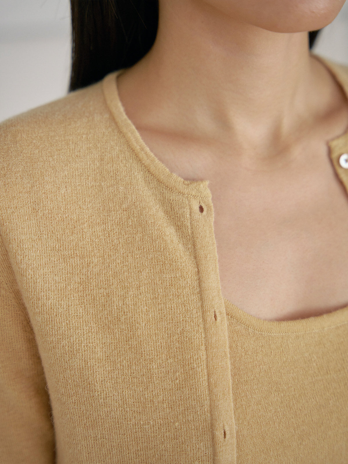Alpaca Button Cardigan - Beige 11
