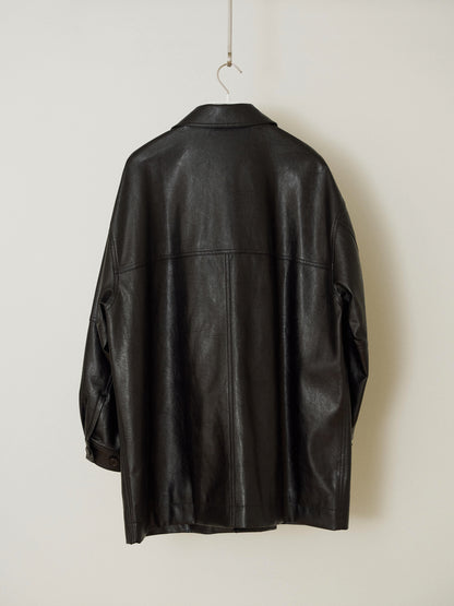 Standard Leather Half Coat - Black