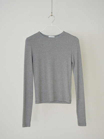 Rib Stripe Long Sleeve - Gray 6