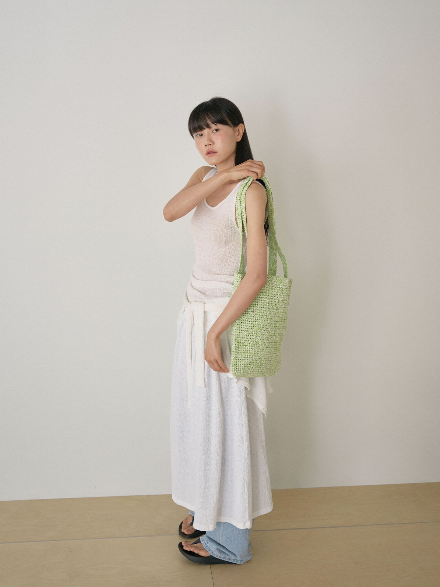 Handmade Paper Knit Bag - Green