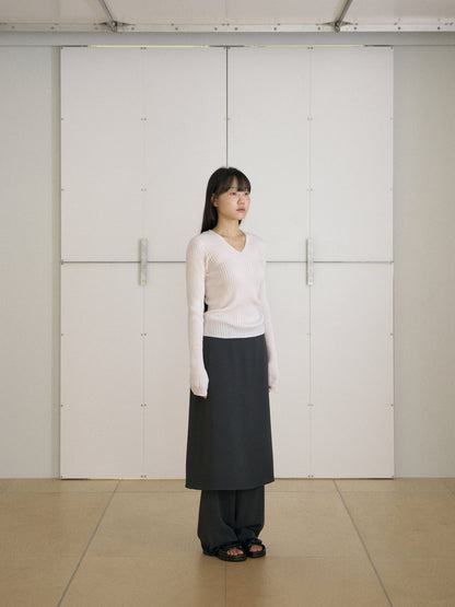 MARAN Double V-neck Rib Pullover - Ivory 商品画像21/21