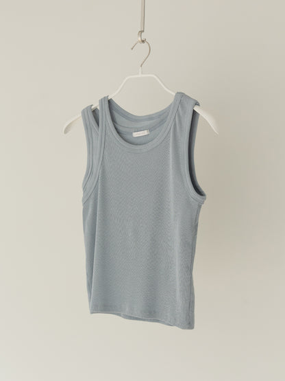 【MARAN】Mei Ribbed Sleeveles-BLUE