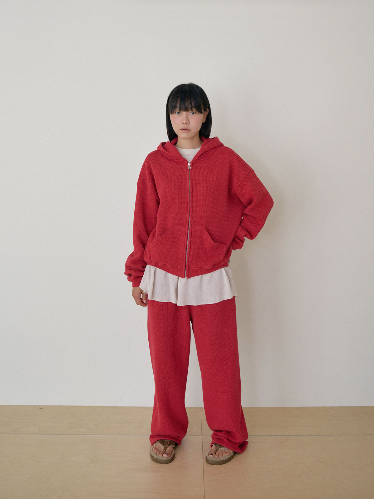 MARAN Current Waffle Hoodie Zip-up - Red 商品画像14/21