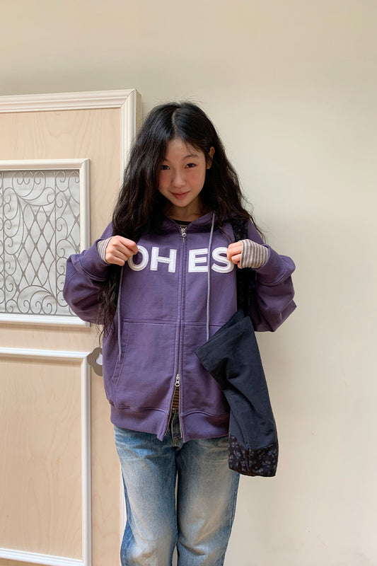 [9/22予約配送] LOGO PATCH HOODED ZIP-UP, PURPLE