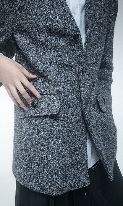Reculer Lapelless tweed jacket(チャコール) 商品画像5/7