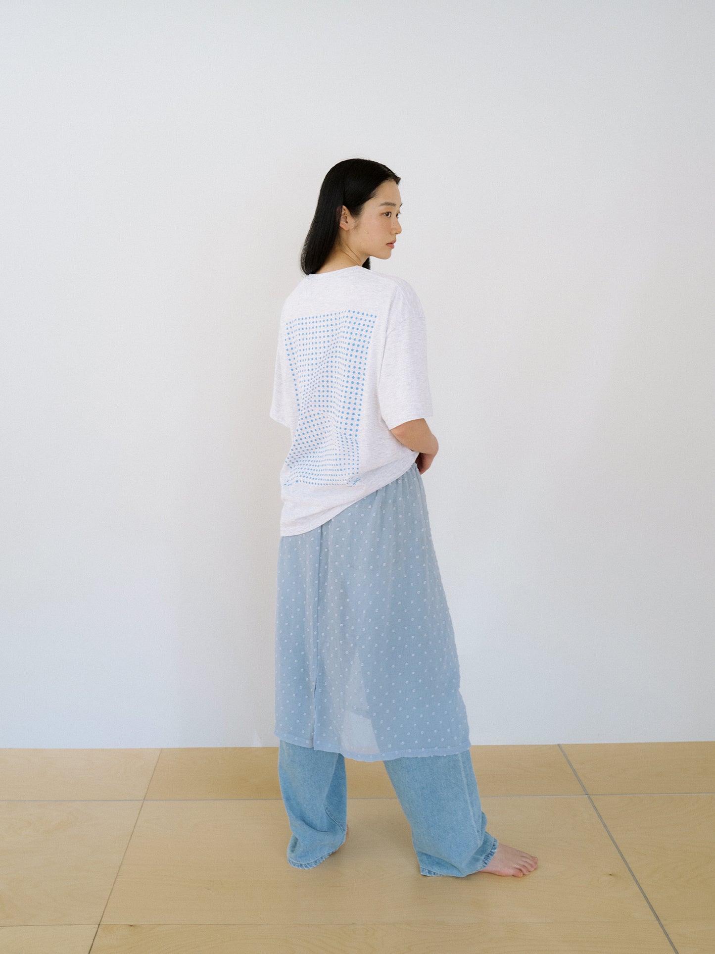 Dot Slit Skirt - Blue