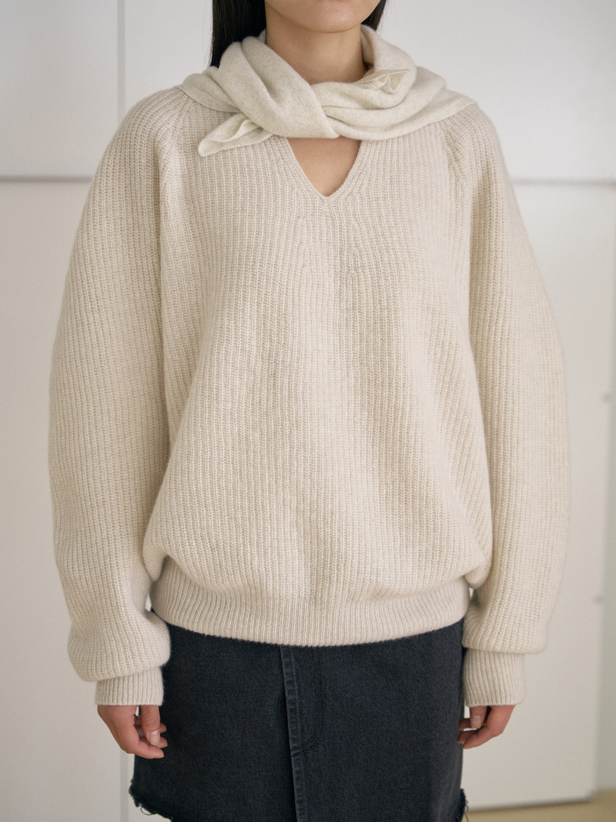 Cashmere Square Scarf - Oatmeal 10
