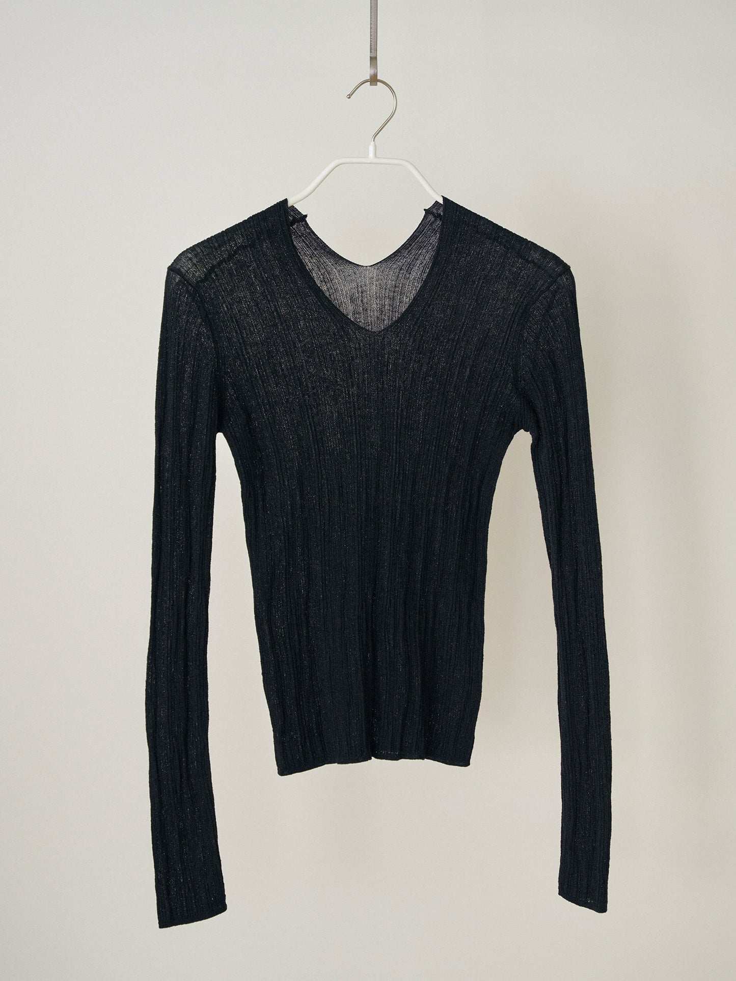 Multi Rib V-neck Pullover - Black
