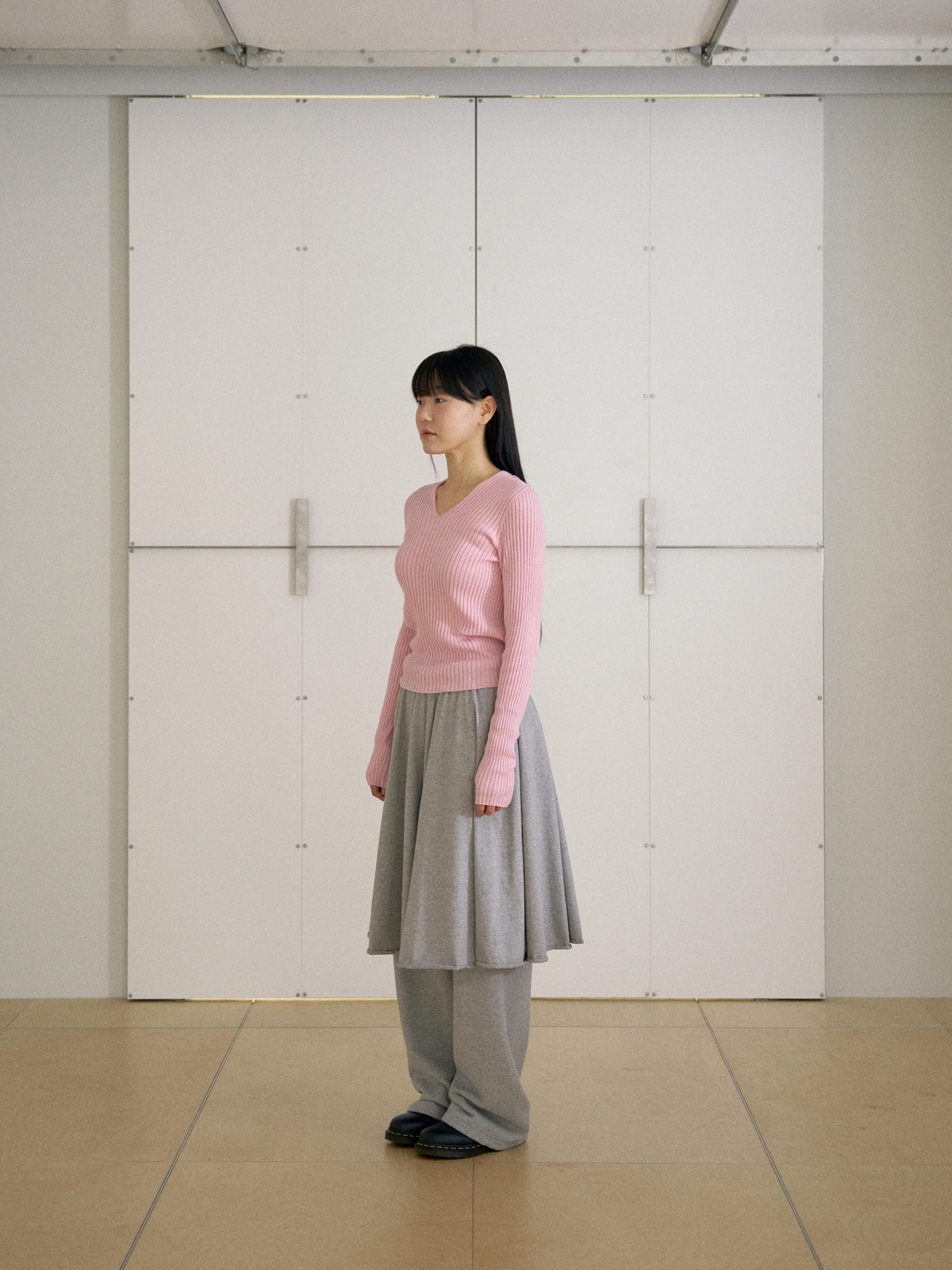 MARAN Double V-neck Rib Pullover - Pink 商品画像19/21
