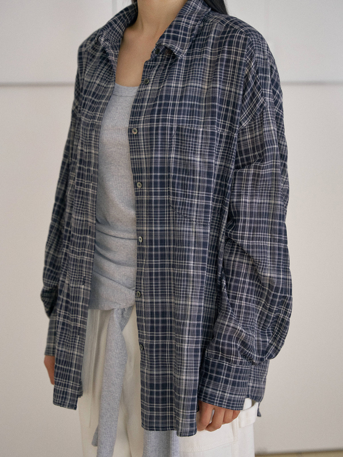 Check Wire Shirt - Navy 9