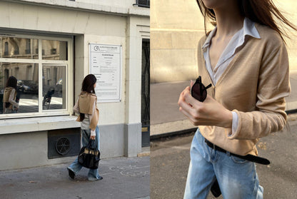 Merino Wool V-neck Knit