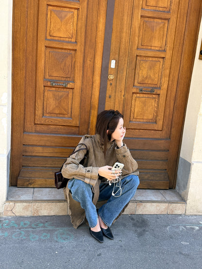 Suede Inkle Trench Coat