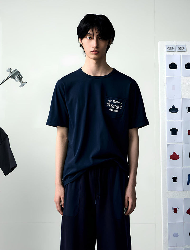 NYLON POCKET COTTON REGULAR T-SHIRT -NAVY 