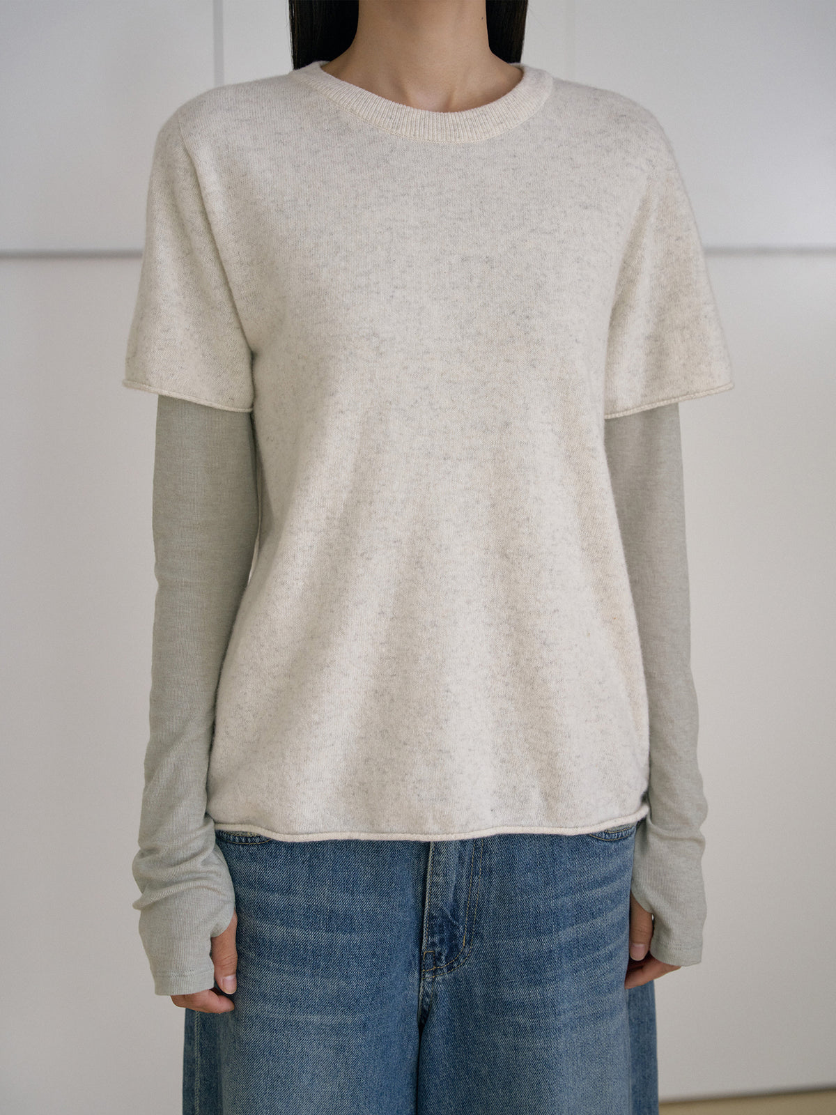 MARAN Cutoff Short Sleeve Pullover - Oatmeal 商品画像14/21