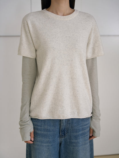 MARAN Cutoff Short Sleeve Pullover - Oatmeal 商品画像14/21
