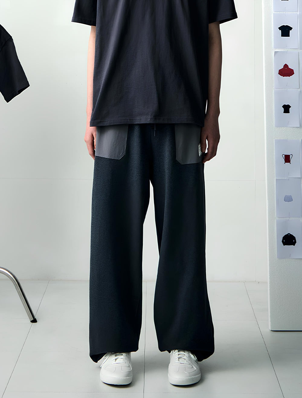 PATCH POCKET COTTON MAN SWEAT PANTS -GRAY