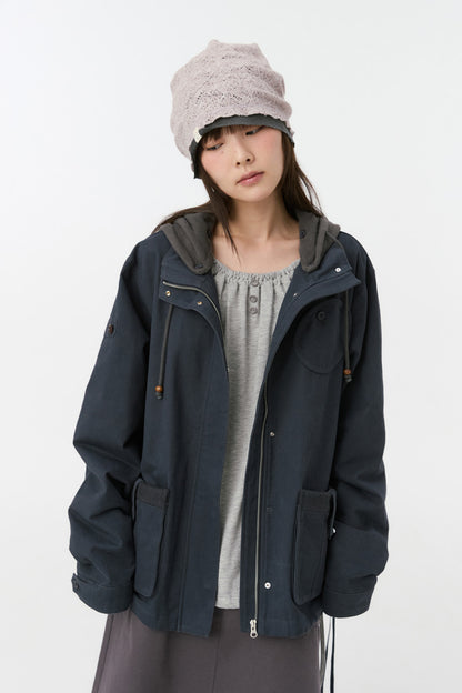 ROUND POCKET FISHTAIL JACKET, NAVY